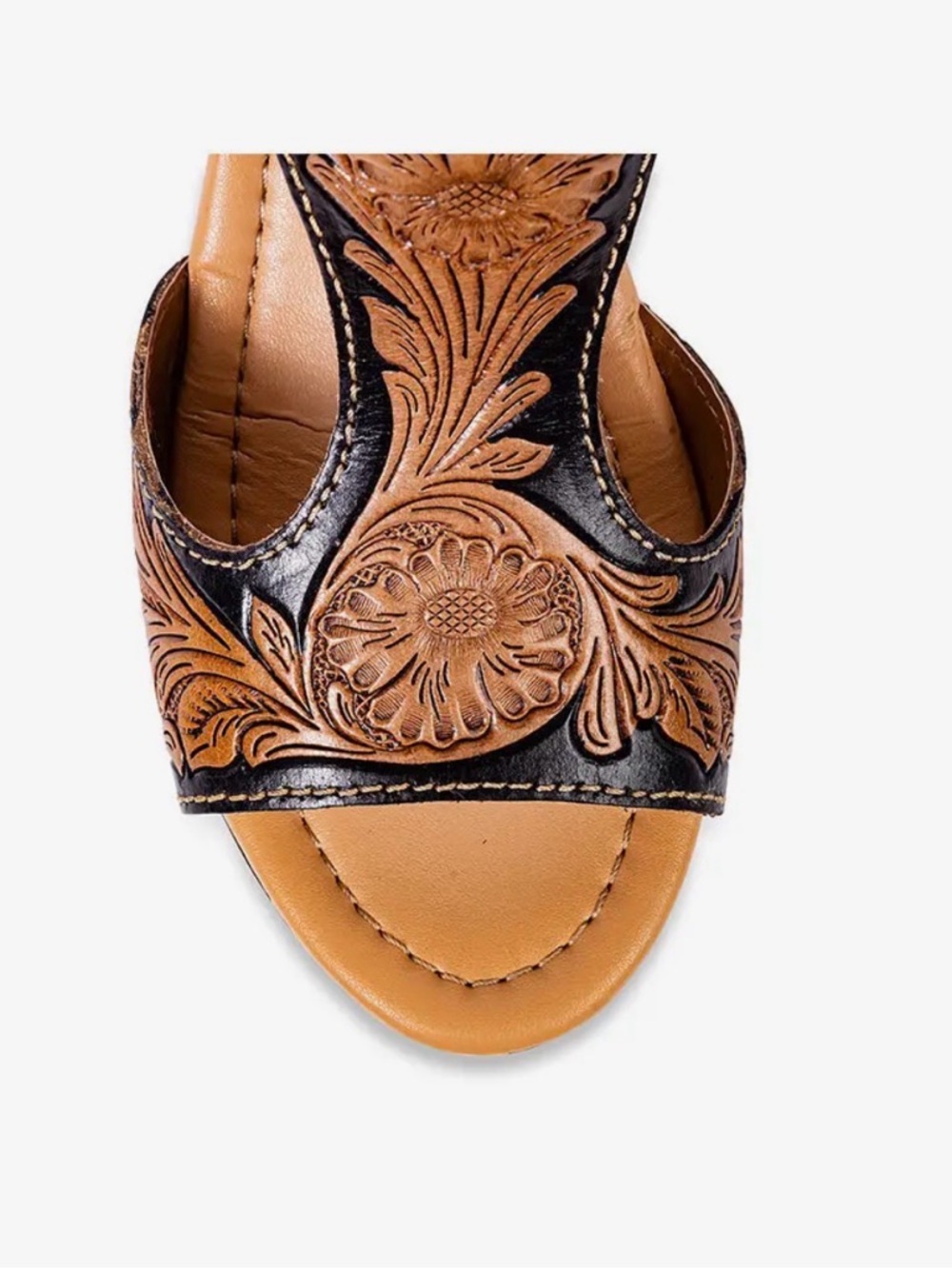 Myra Bag Talitha Hand Tooled Leather Wedge Shoes - Picture 2 of 3